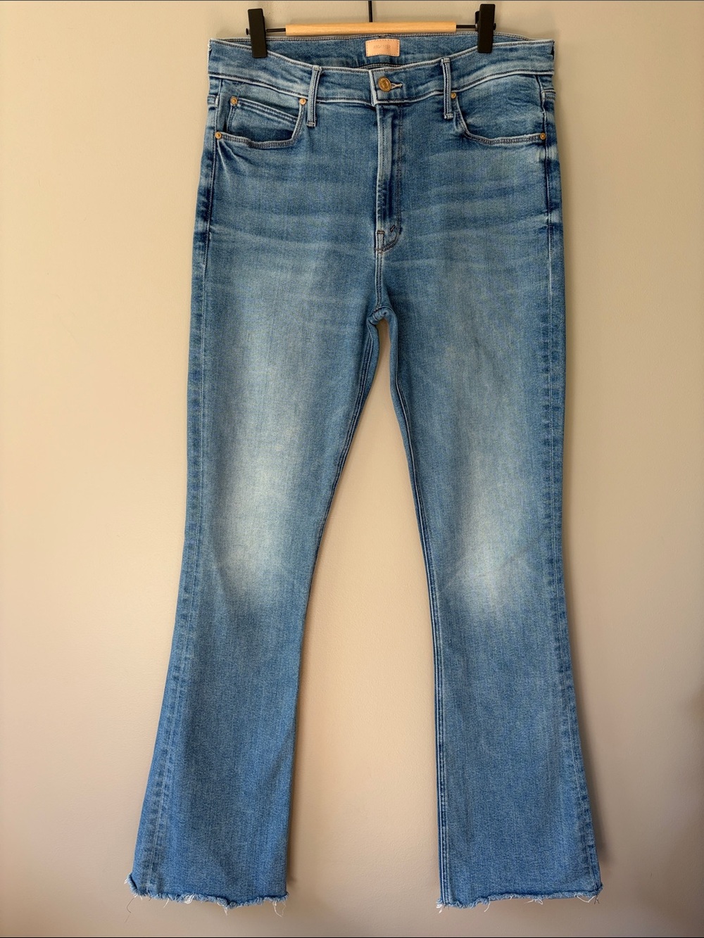 Mother The Runway Fray Jeans Monkey in the Middle Size 32 Blue Denim